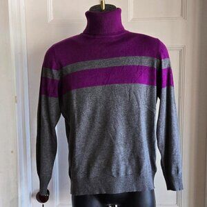 Joseph A T-neck Sweater size L Purple & Gray Long sleeve